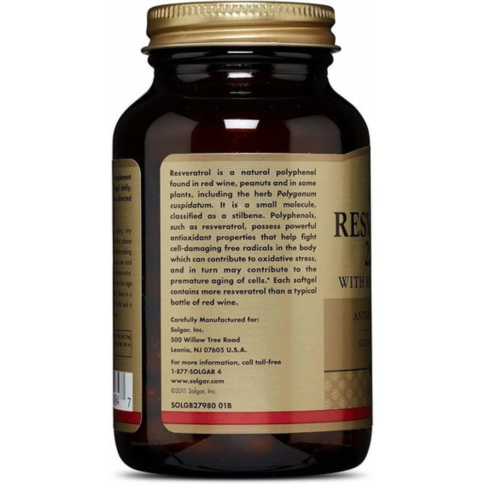 Ресвератрол Solgar Resveratrol 250 mg 60 Softgels