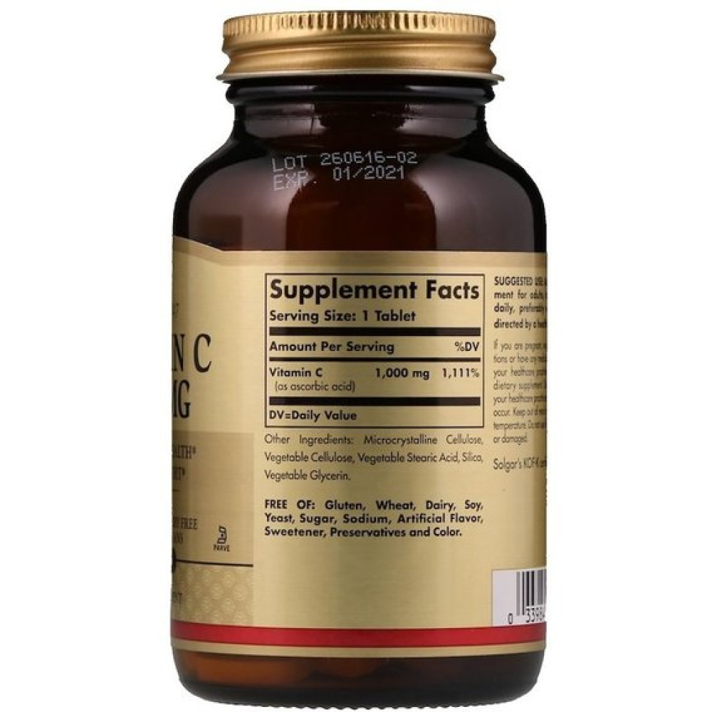 Вітамін C Solgar Vitamin C 1000 mg 90 Veg Tabs SOL-03275