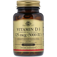 Вітамін D Solgar Vitamin D3 (Cholecalciferol) 5000 IU 100 Softgels Вітамін D Solgar Vitamin D3 (Cholecalciferol) 5000 IU 100 Softgels
