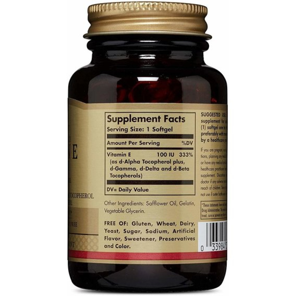 Вітамін E Solgar Vitamin E 100 IU Mixed Tocopherols 100 Softgels