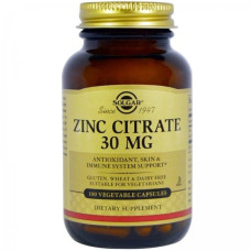 Мікроелемент Цинк Solgar Zinc Citrate 30 mg 100 Veg Caps SOL-03670
