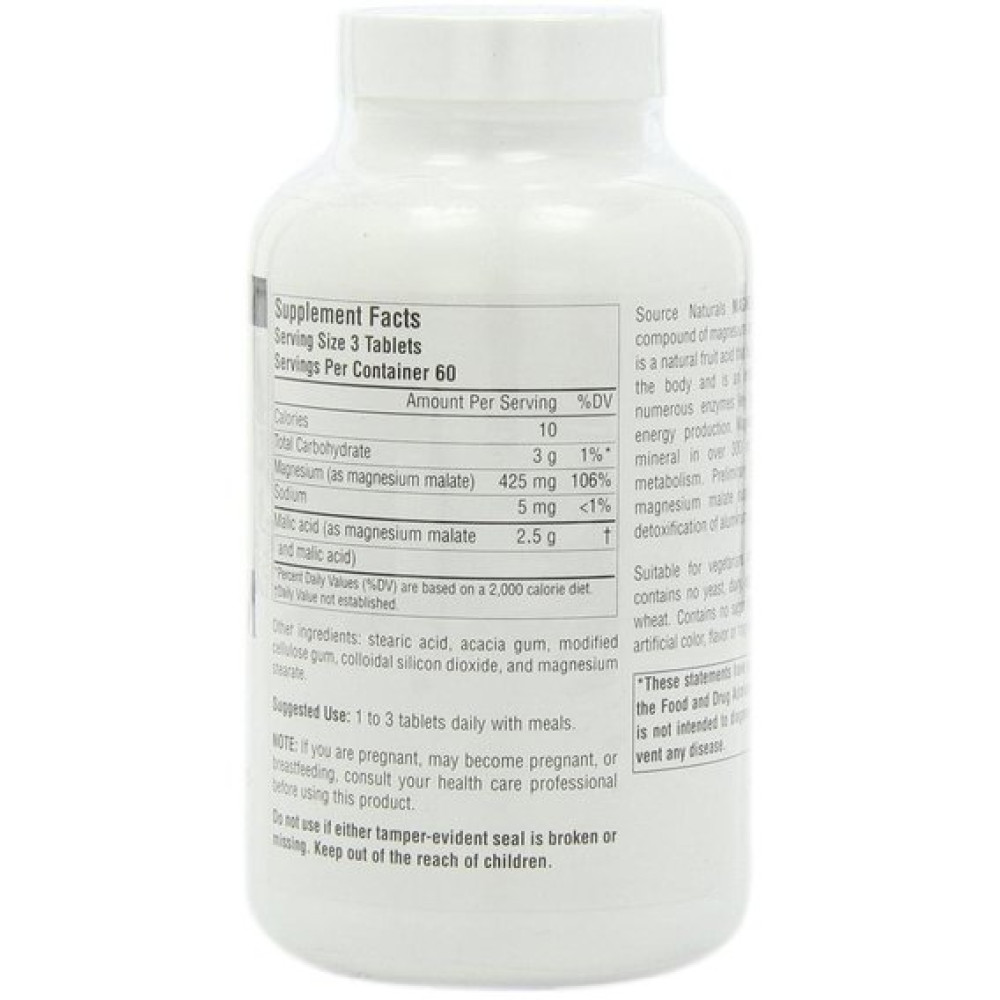 Мікроелемент Магній Source Naturals Magnesium Malate 1250 mg 180 Tabs