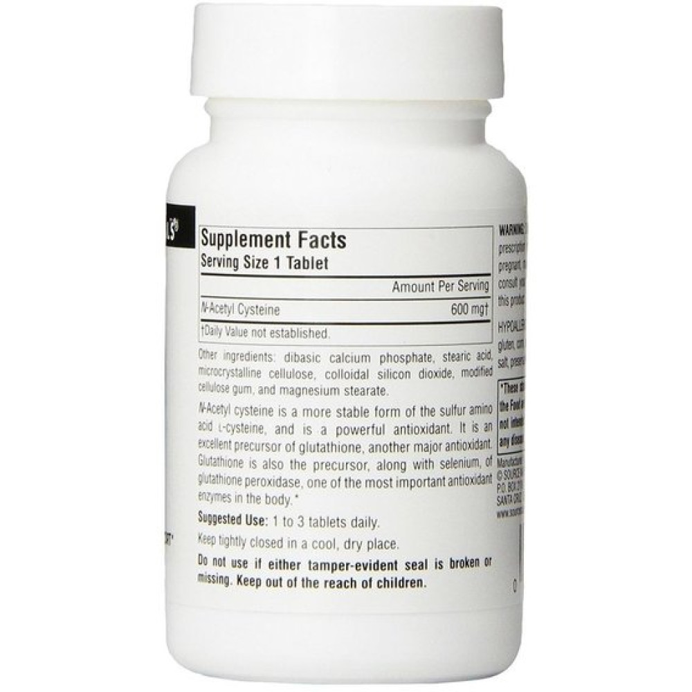 Ацетилцистеїн Source Naturals NAC (N-Аcetyl-L-Цистеин) 600 mg 60 Tabs