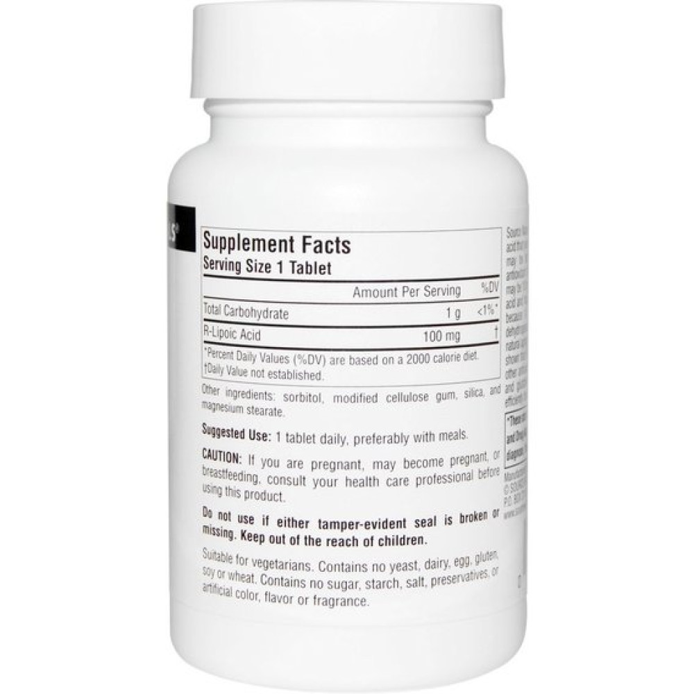 Альфа-ліпоєва кислота Source Naturals R-Lipoic Acid 100 mg 60 Tabs