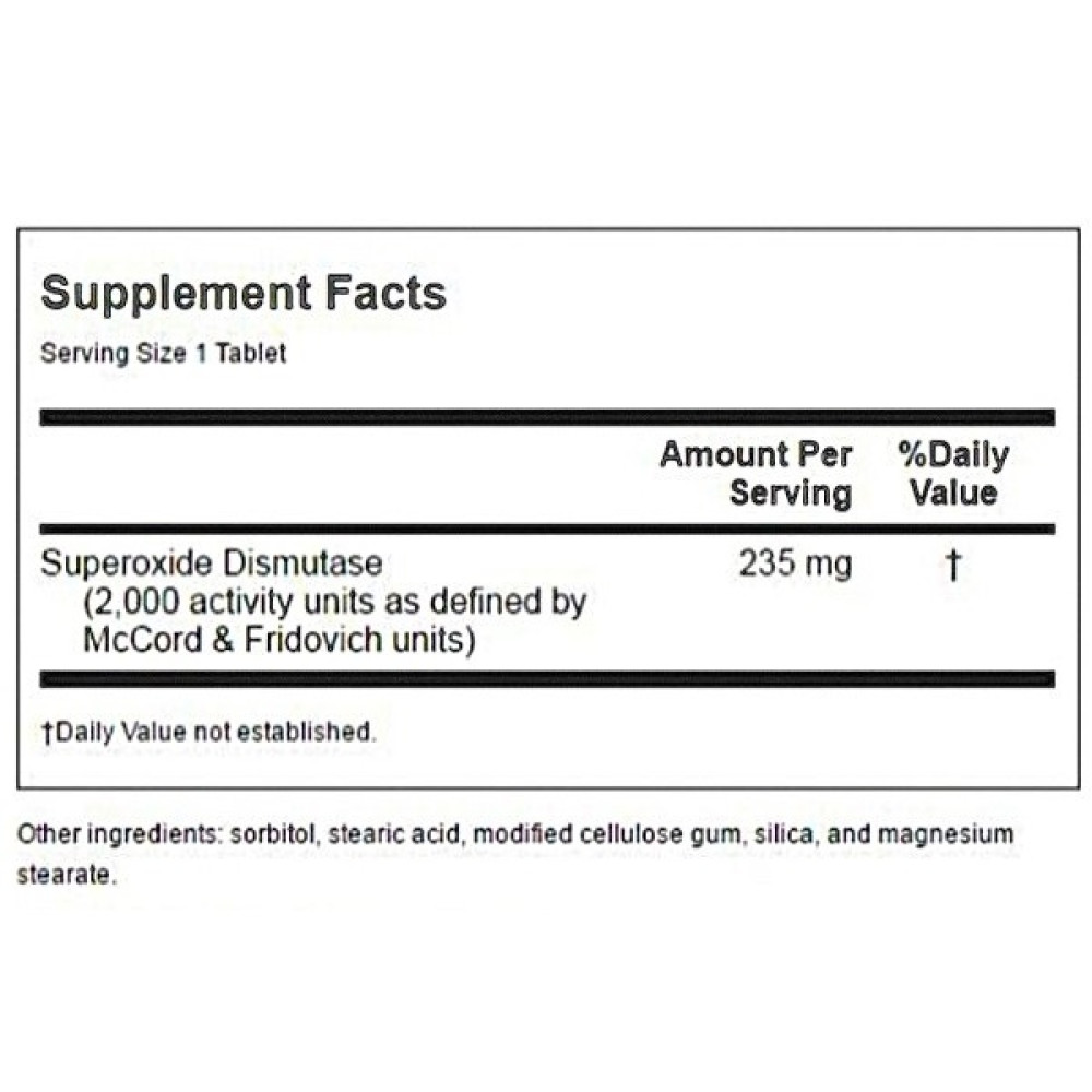 Травні ферменти Source Naturals S.O.D. Superoxide Dismutase 90 Tabs