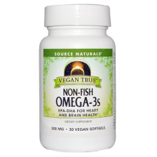 Омега 3 Source Naturals Vegan True, Non-Fish, Omega-3s 300 mg 30 Veg Softgels