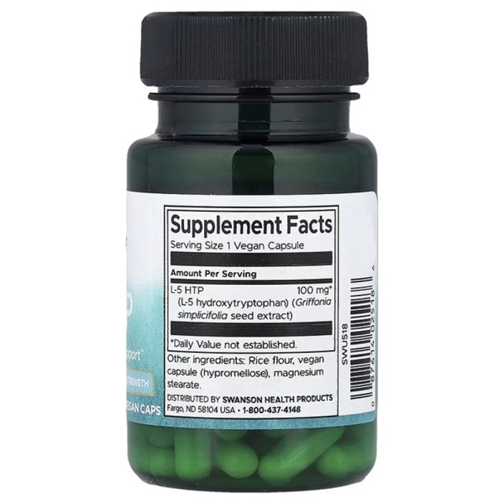 Триптофан Swanson 5-HTP Sleep Support 100 mg 60 Caps SWA-02518