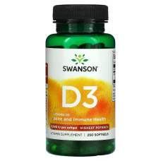 Вітамін D Swanson Vitamin D3 Hignest 5000IU (125mcg) 250 Softgels SWA-11371