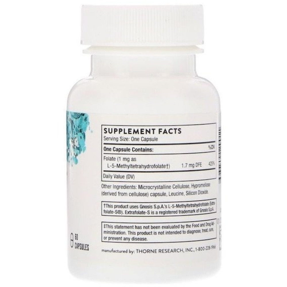 Фолієва кислота Thorne Research 5-MTHF 1 mg 60 Caps