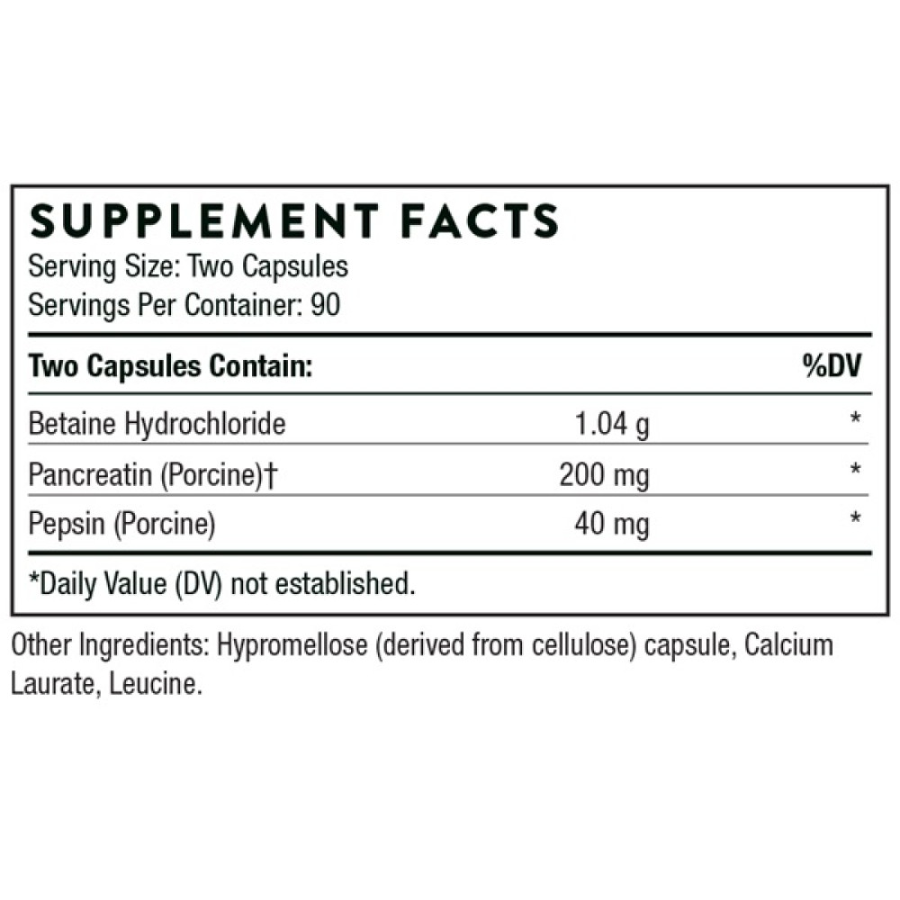 Травні ферменти Thorne Research Multi Enzyme (Betaine/Pancreatin/Pepsin for Digestion Support) 180 Caps THR-41002