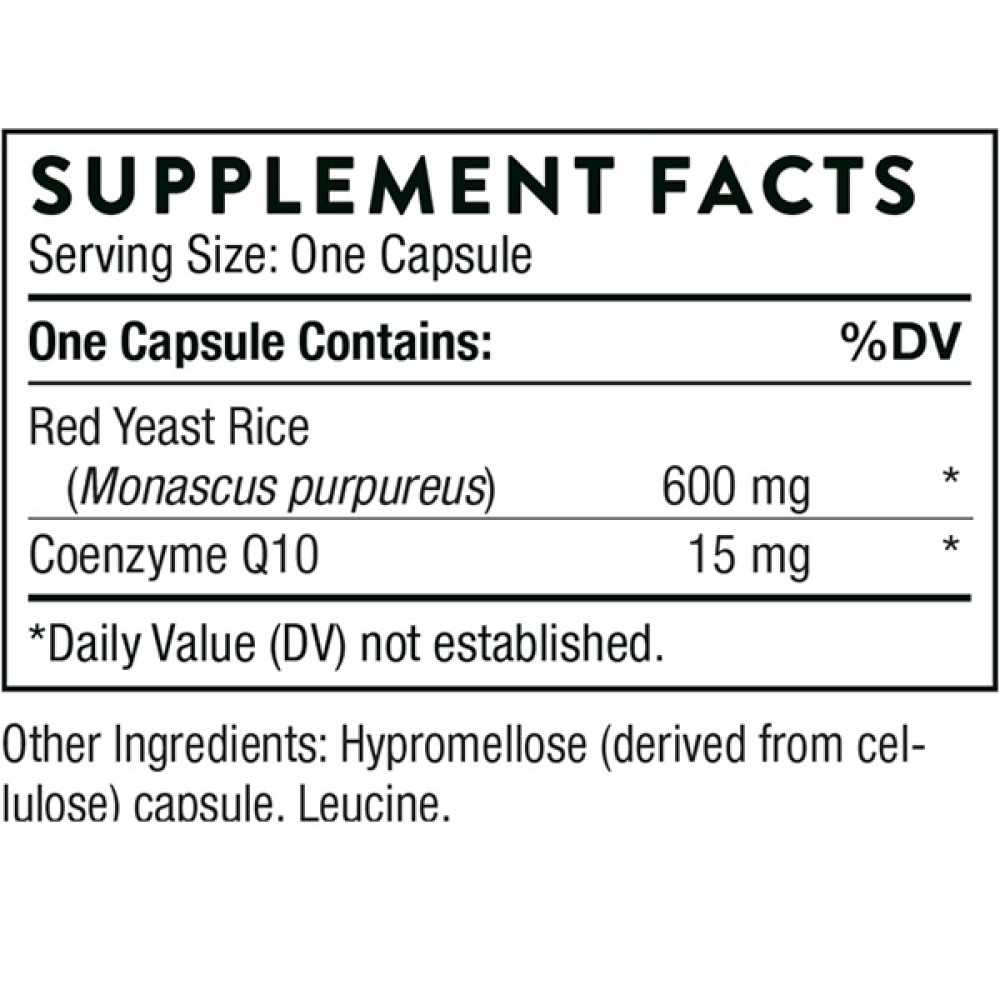 Комплекс для профілактики тиску та кровообігу Thorne Research Red Yeast Rice + CoQ10 120 Caps THR-75104