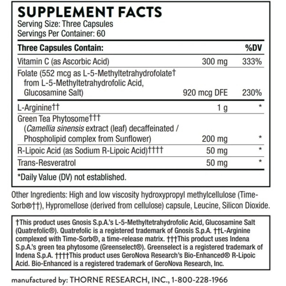Аргінін Thorne Research L-Arginine Plus With Nutrients for Added Support 180 Veg Caps