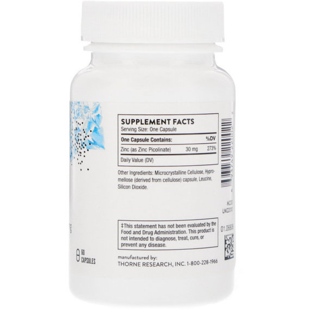 Мікроелемент Цинк Thorne Research Zinc Picolinate 30 mg 60 Caps
