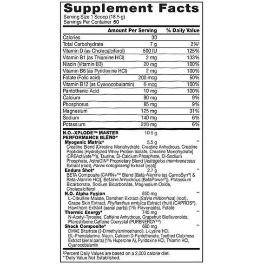 Комплекс до тренування BSN N.O.-Xplode Pre-Workout Igniter 1100 g /60 servings/ Green Apple