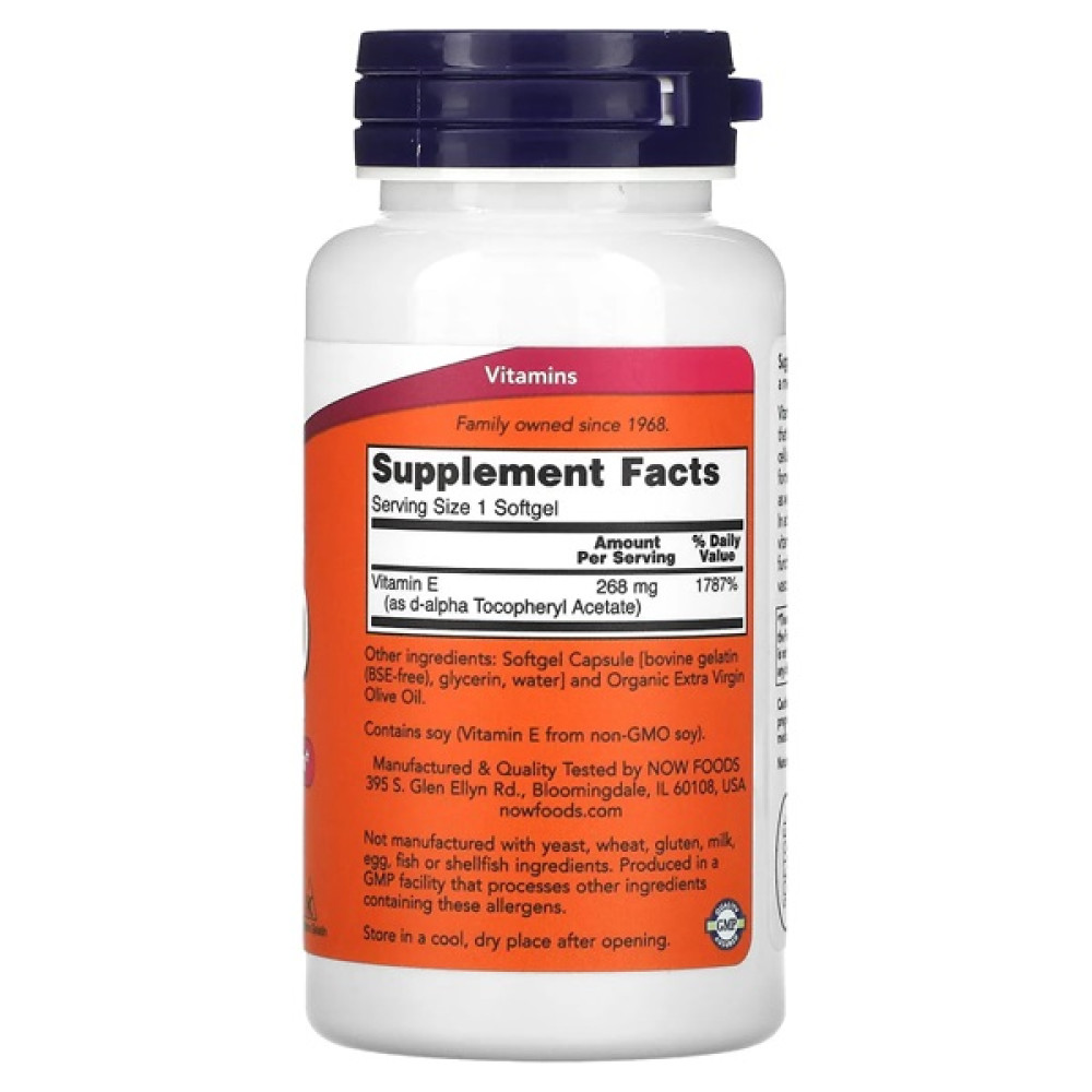 Вітамін E NOW Foods Vitamin E-400 100 Softgels
