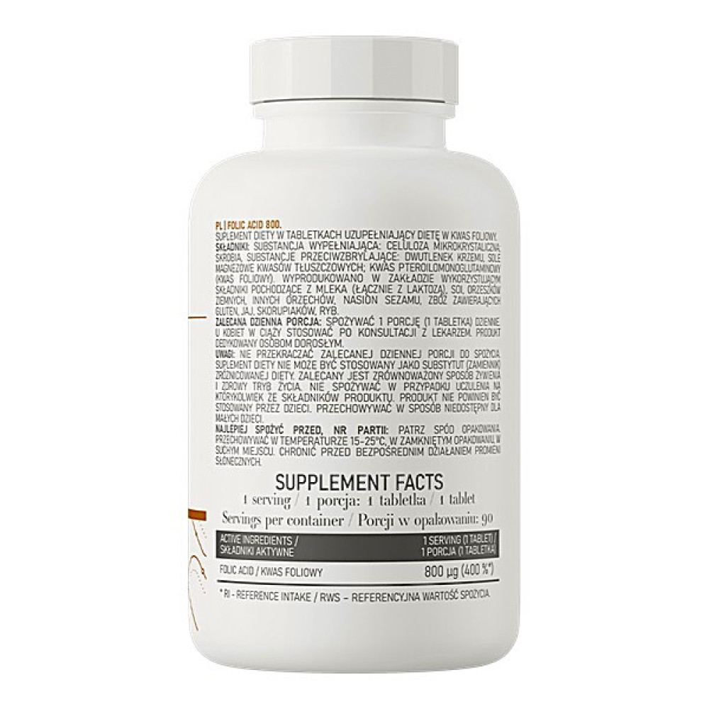 Фолієва кислота OstroVit Folic Acid 90 Tabs