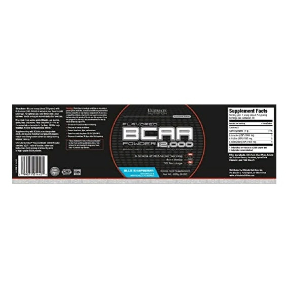 Амінокислота BCAA для спорту Ultimate Nutrition Flavored BCAA 12,000 Powder 228 g /30 servings/ Blue Raspberry