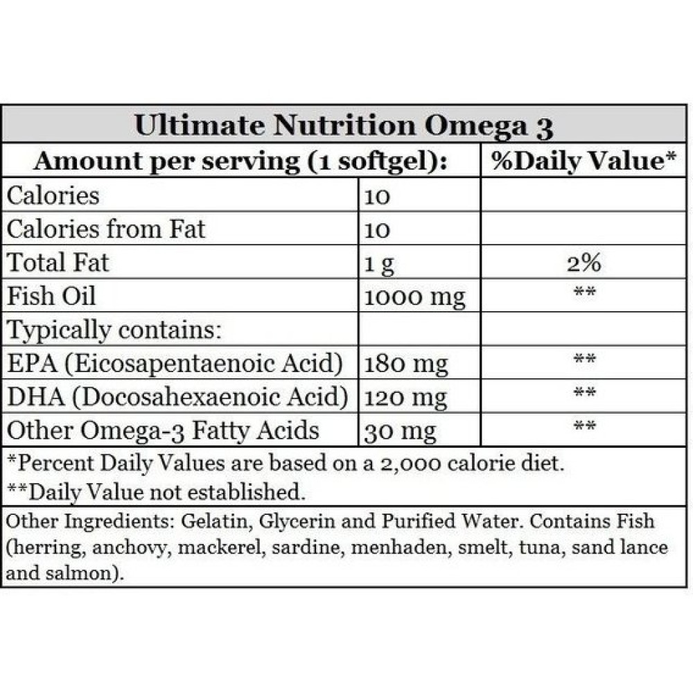 Омега для спорту Ultimate Nutrition Omega 3 180 Softgels