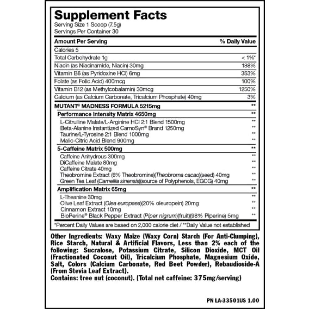 Комплекс до тренування Mutant Madness 225 g /30 servings/ Peach Mango