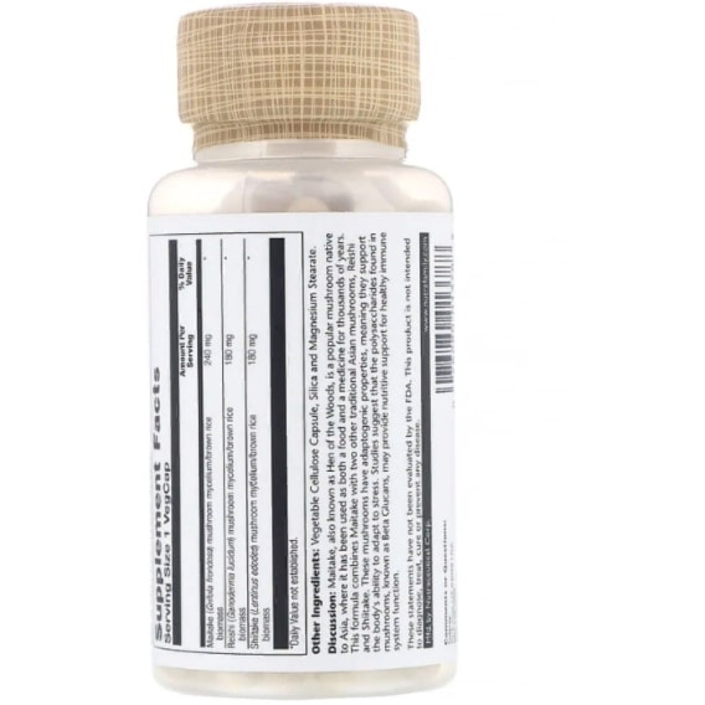Грибний комплекс Solaray Maitake Mushroom 600 mg 100 Veg Caps SOR-01378