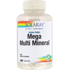 Мультимінеральний комплекс Solaray Mega Multi Mineral, Iron Free 200 Caps SOR-04514