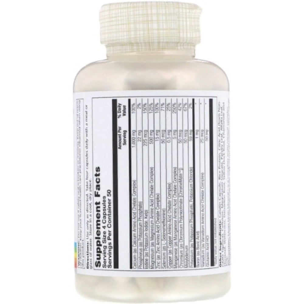 Мультимінеральний комплекс Solaray Mega Multi Mineral, Iron Free 200 Caps SOR-04514