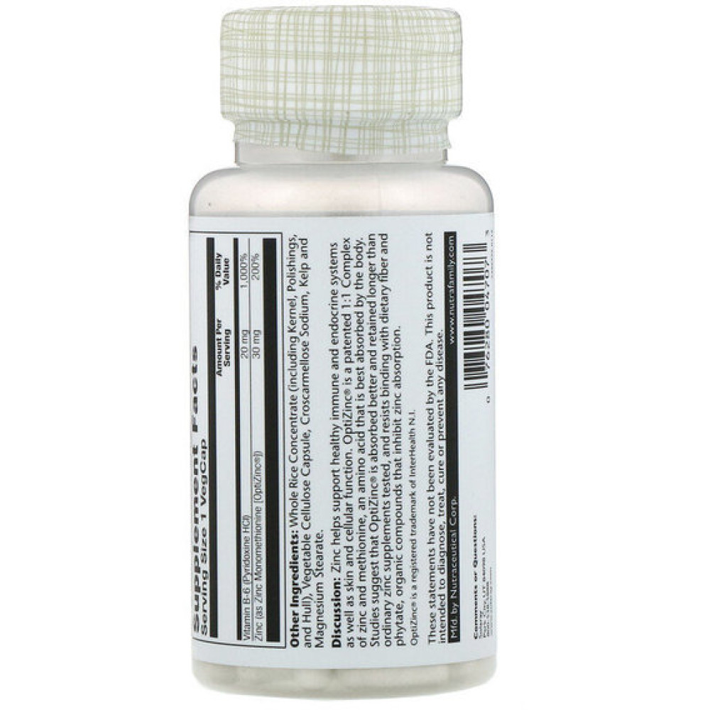 Мікроелемент Цинк Solaray OptiZinc 30 mg 60 Veg Caps SOR04707