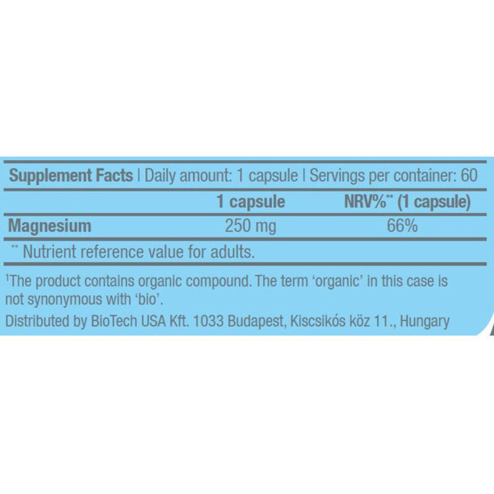 Мікроелемент Магній для спорту BioTechUSA Magnesium+Chelate 60 Caps