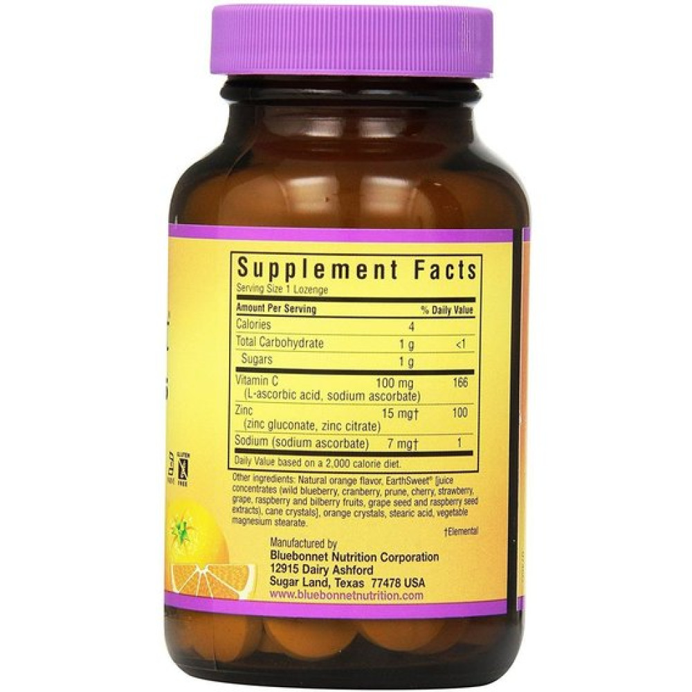 Мікроелемент Цинк Bluebonnet Nutrition Zinc Lozenges 15 mg 60 Lozenges Orange Flavored BLB0745