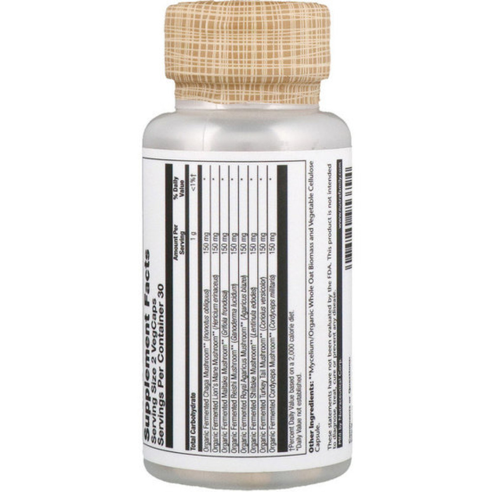 Грибний комплекс Solaray Organically Grown Fermented Mushroom Complete 600 mg 60 Veg Caps SOR-95379