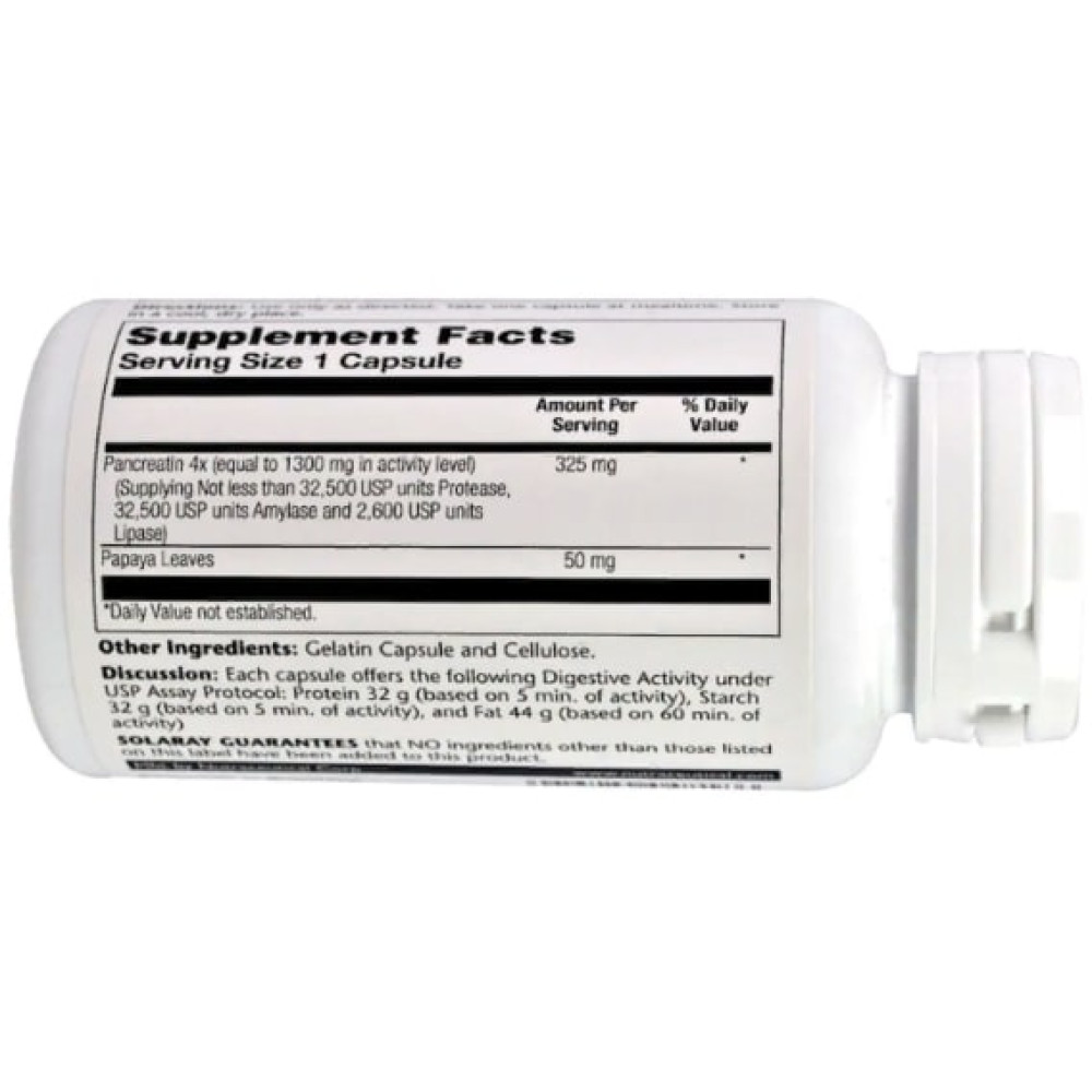 Панкреатін Solaray Pancreatin 1300 90 Caps SOR-04818