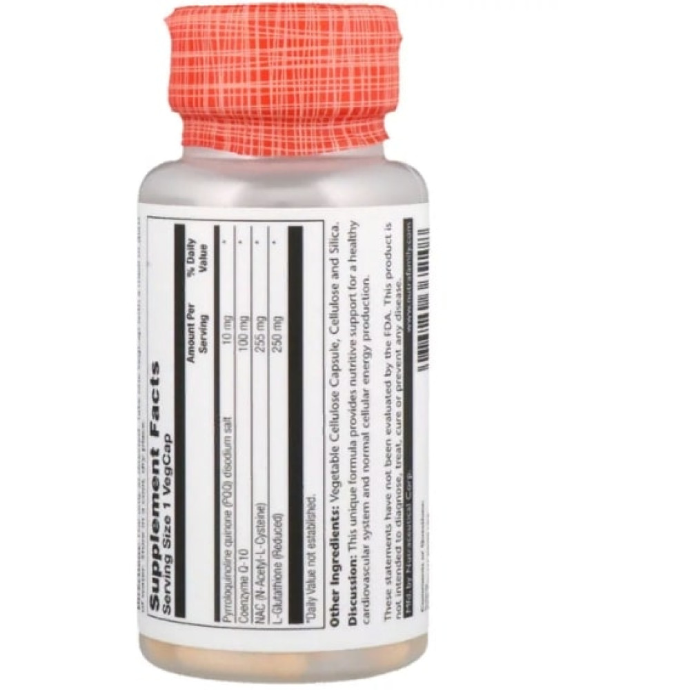 Антиоксидант PQQ Solaray PQQ, CoQ-10 with NAC & Glutathione 30 Veg Caps SOR-36510