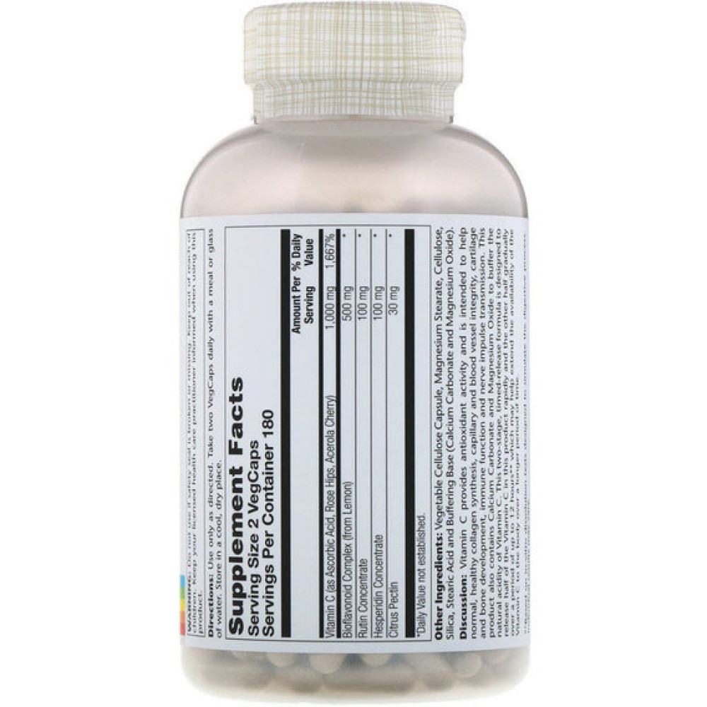 Вітамін C Solaray Super Bio Vitamin C, Timed Release 360 Veg Caps SOR-04462