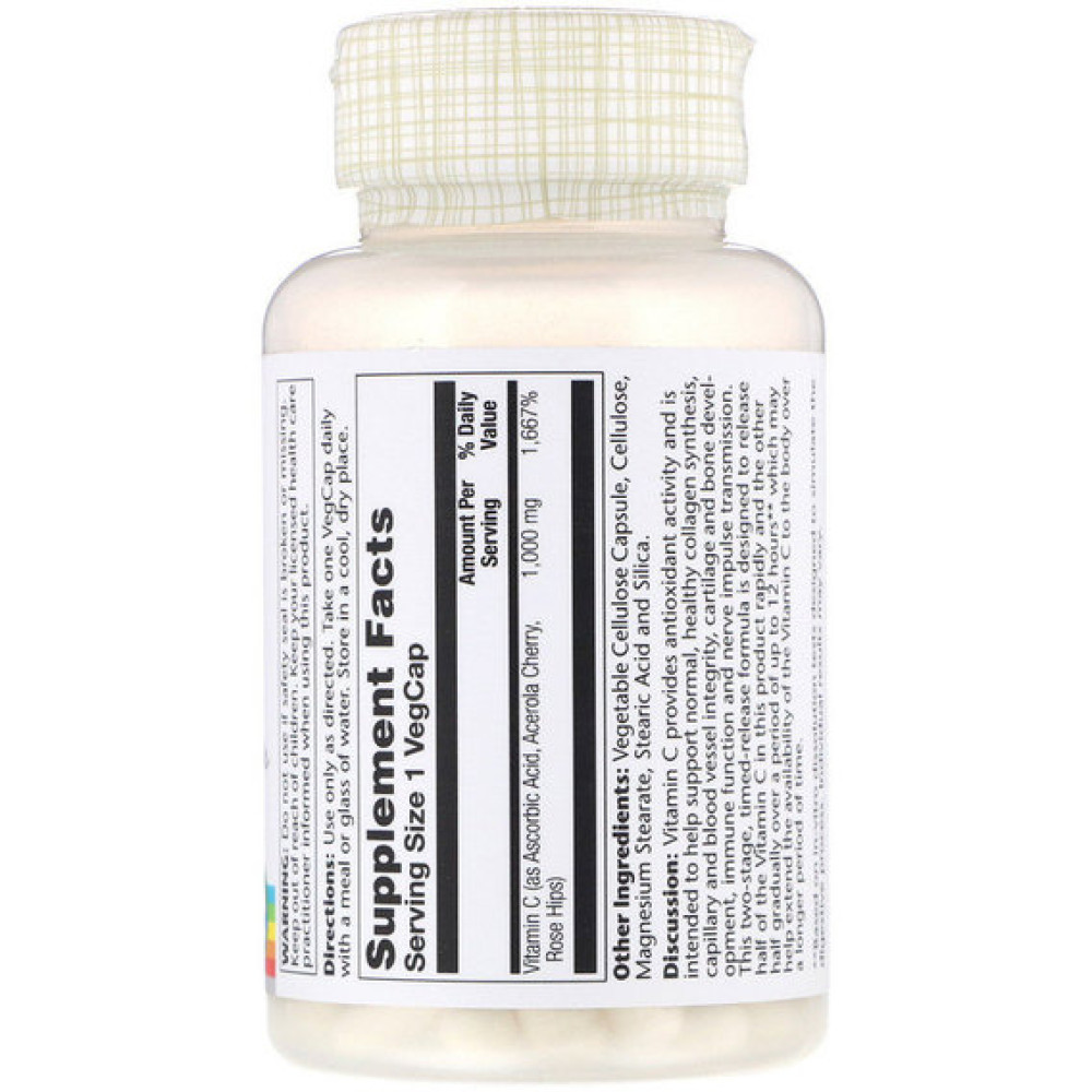 Вітамін C Solaray Timed Release Vitamin C 1000 mg 100 Veg Caps SOR-04450