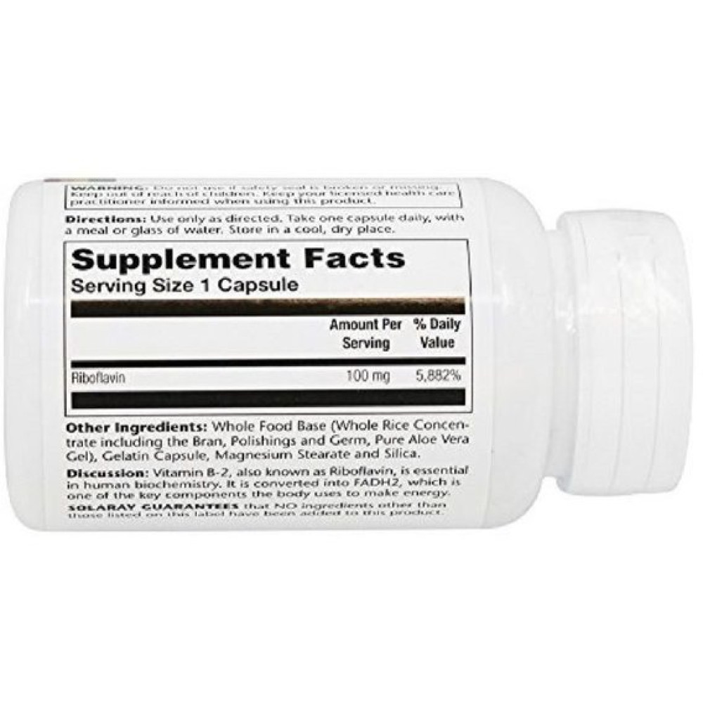Рібофлавін Solaray Vitamin B2 100 mg 100 Veg Caps SOR04327