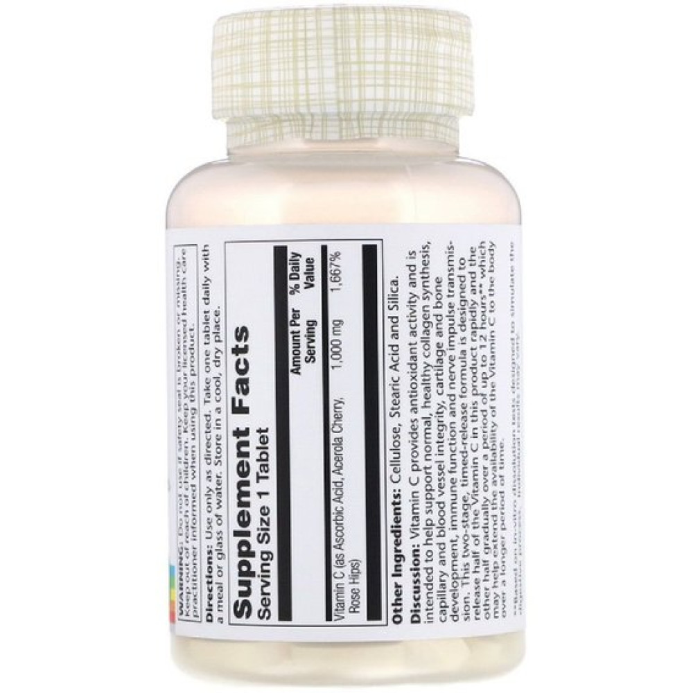 Вітамін C Solaray Vitamin C 1000 mg 100 Tabs SOR04453