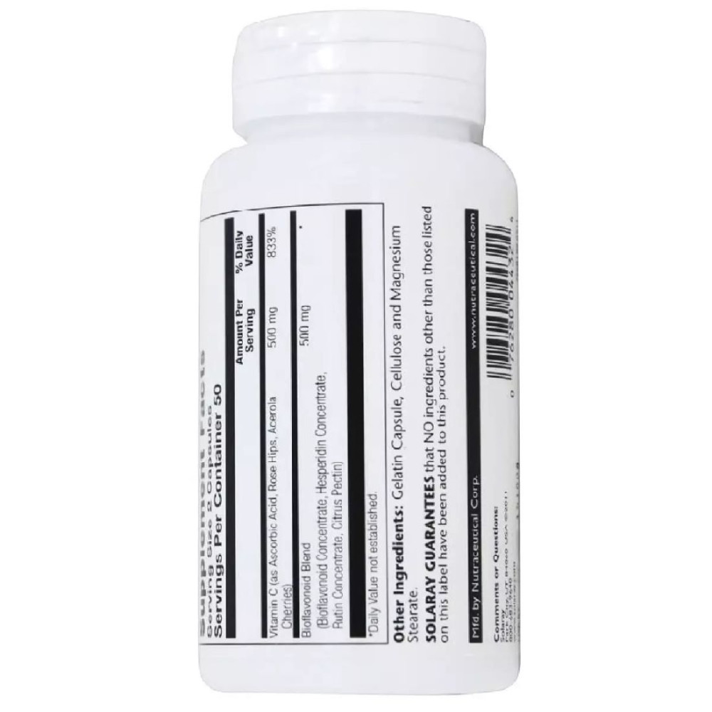 Вітамін C Solaray Vitamin C + Bioflavonoids 500 mg 100 Caps SOR04432