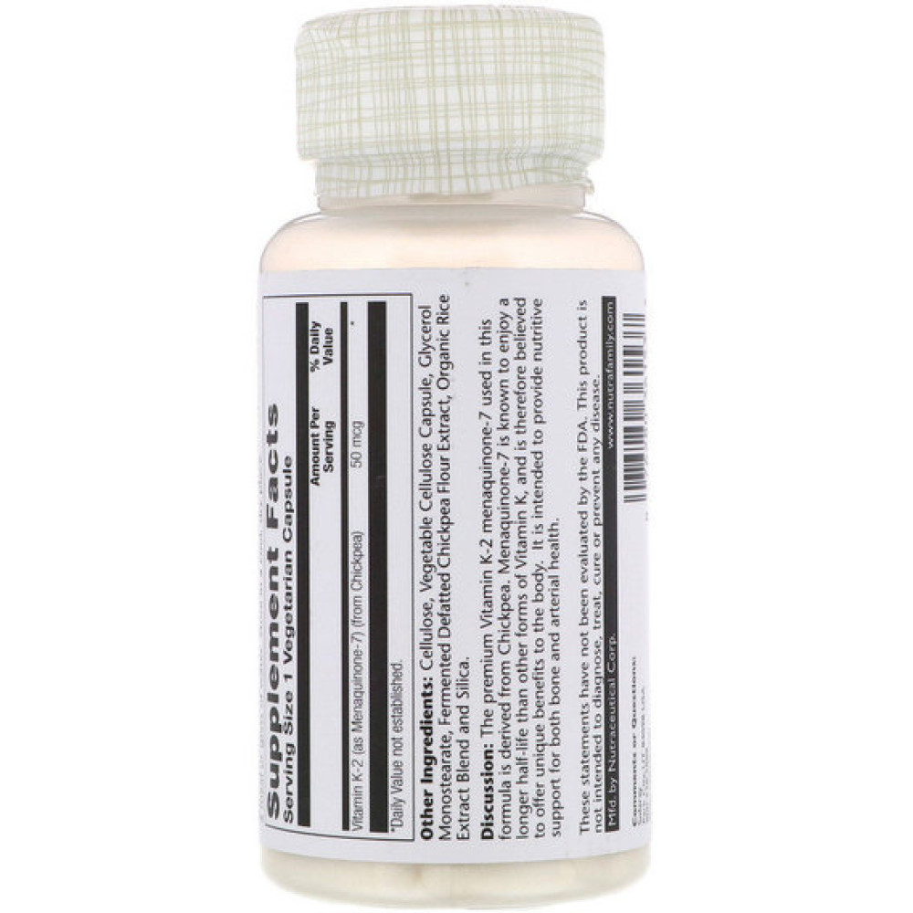 Вітамін K Solaray Vitamin K-2, Menaquinone-7 50 mcg 30 Veg Caps SOR-36153