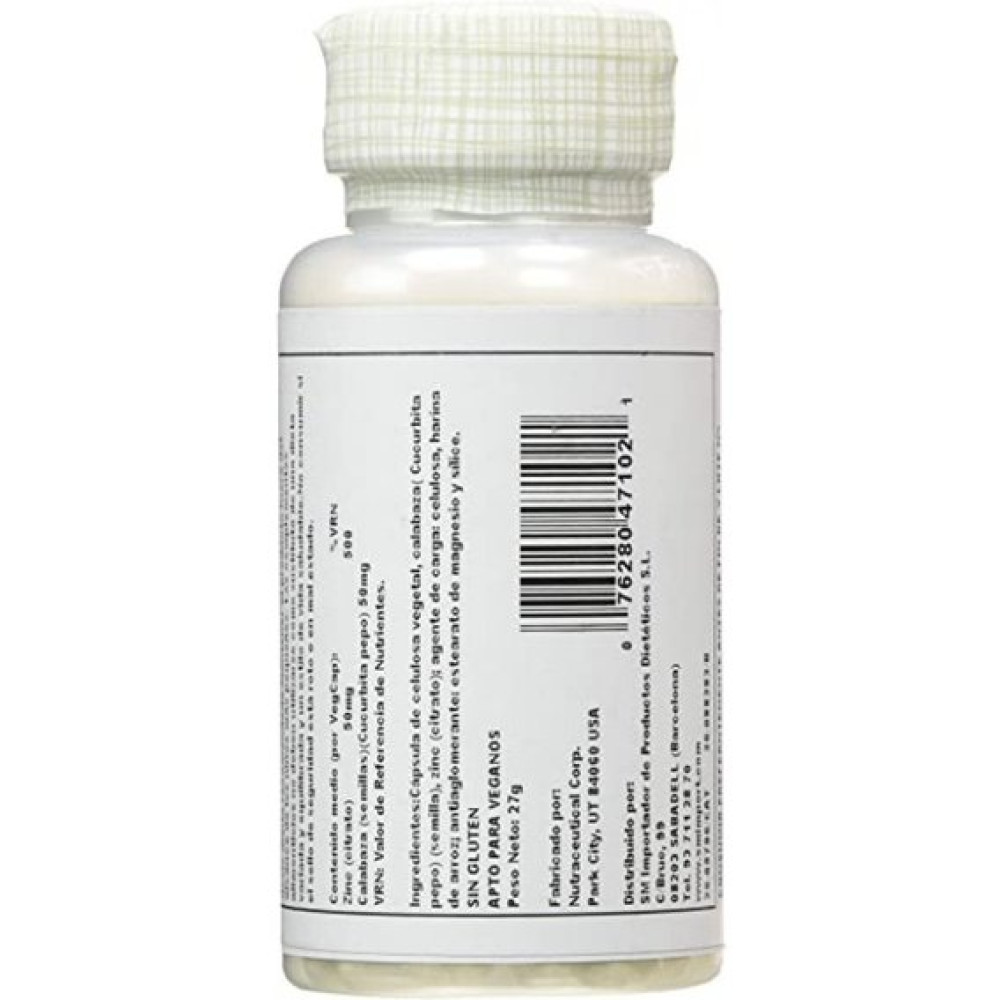 Мікроелемент Цинк Solaray Zinc Citrate 50 mg 60 Veg Caps SOR-47102