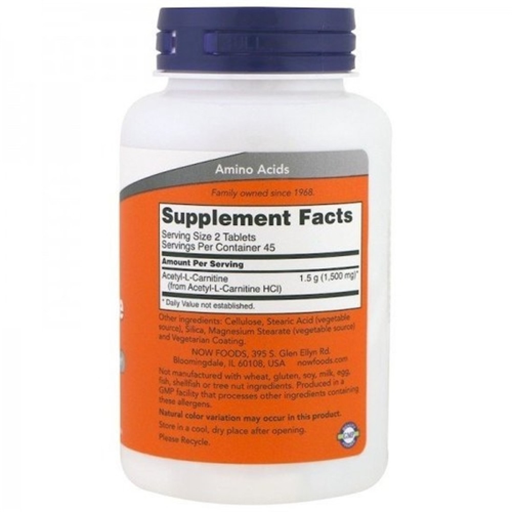 Комплекс Ацетил/Карнітін NOW Foods Acetyl-L-Carnitine 750 mg 90 Tabs