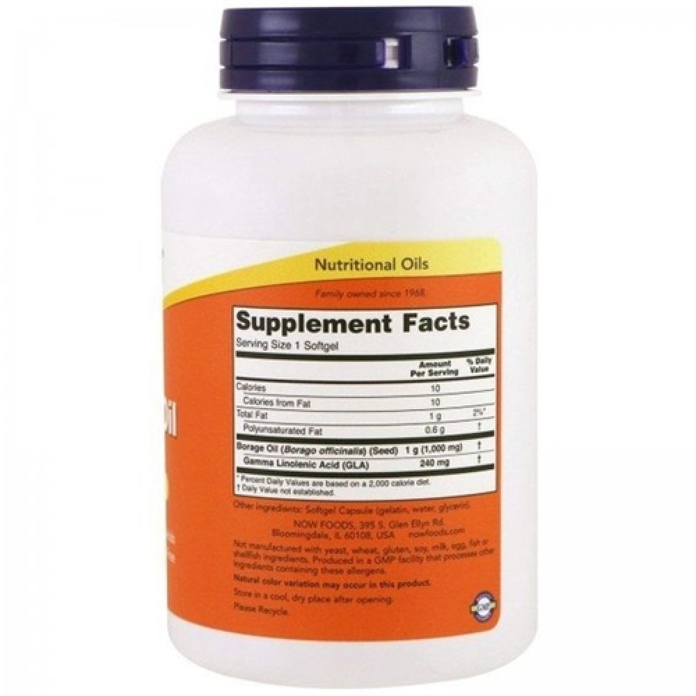 Масло огірочника NOW Foods Borage Oil 1000 mg 120 Softgels