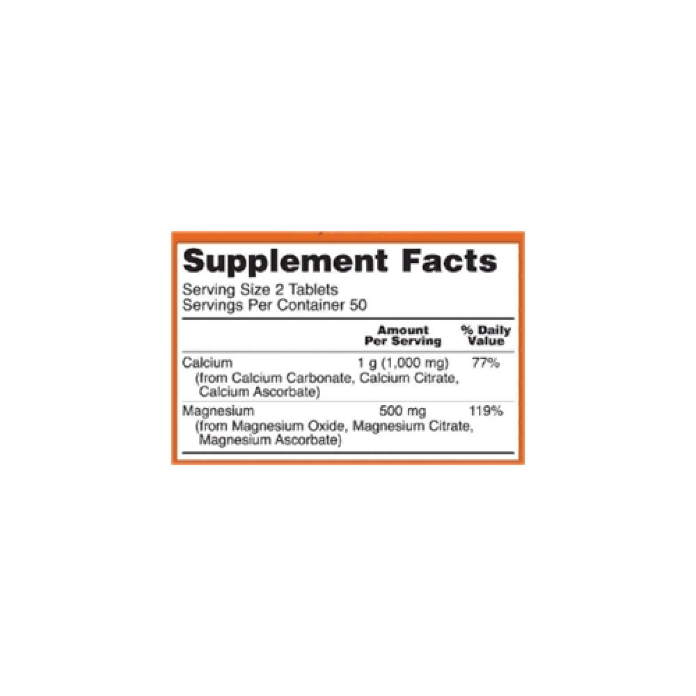 Мікроелемент Кальцій NOW Foods Calcium & Magnesium, 500/250 mg 100 Tabs