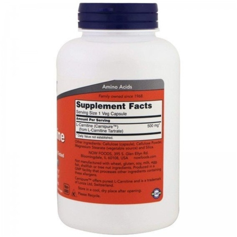 Карнітін NOW Foods L-Carnitine 500 mg 180 Veg Caps