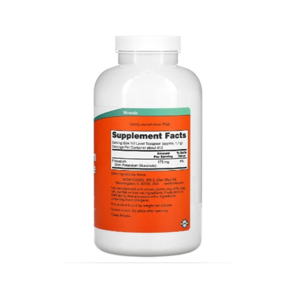 Мікроелемент Калій NOW Foods Potassium Gluconate 454 g