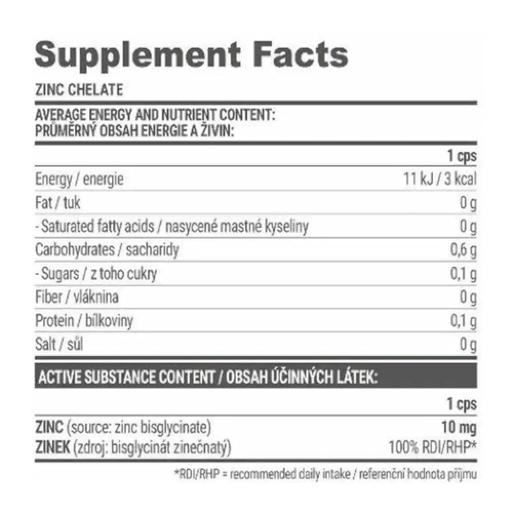 Мікроелемент Цинк для спорту Extrifit Zink Chelate 100 Caps