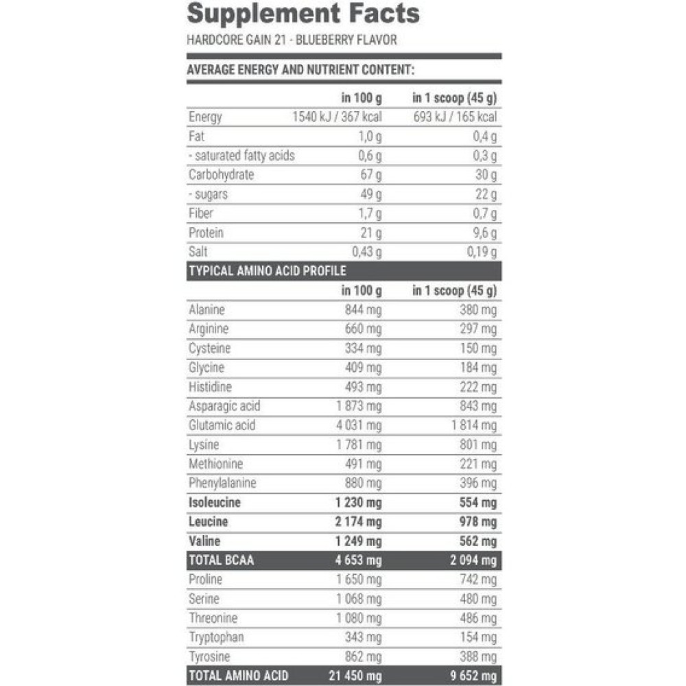 Гейнер Extrifit Hardcore Gain 21 45 g /1 servings/ Strawberry