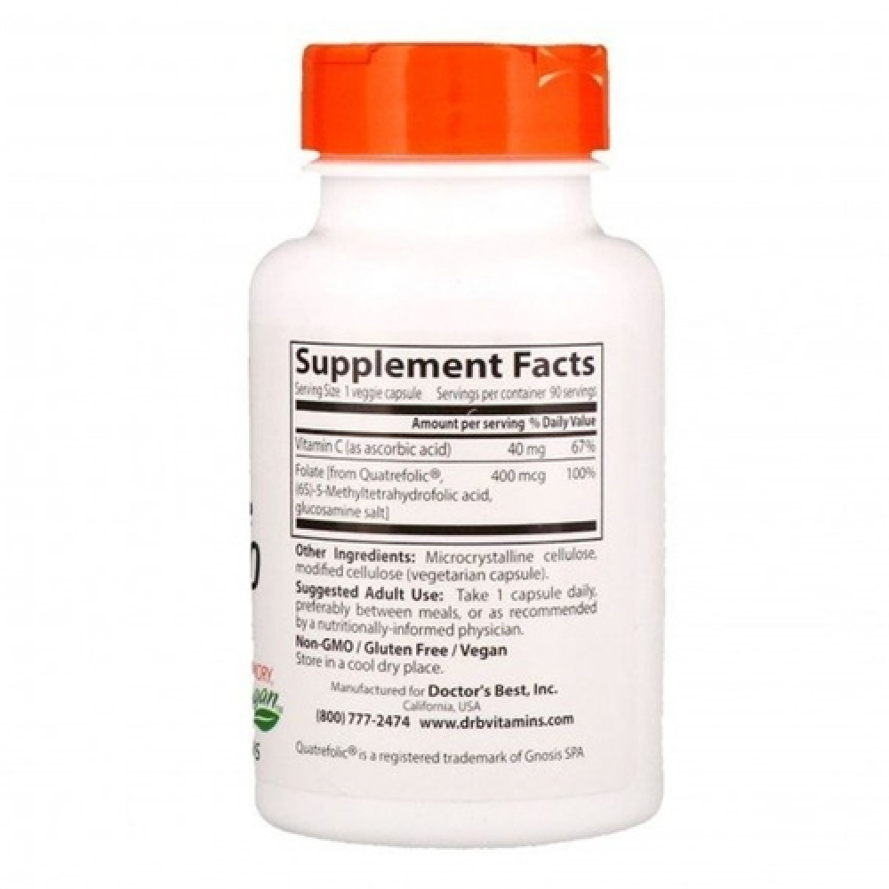 Фолієва кислота Doctor's Best Fully Active Folate 400 mcg 90 Veg Caps