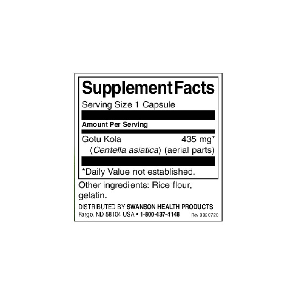 Готу кола Swanson GOTU KOLA 435 mg 60 Caps