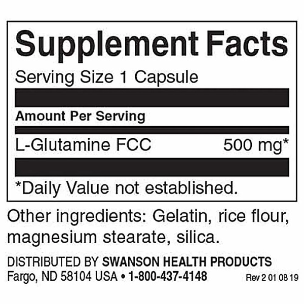 Глютамін Swanson L-Glutamine 500 mg 100 Caps