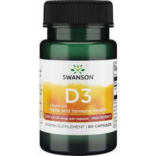 Вітамін D Swanson Vitamin D3 High Potency 1000IU 25 mcg 60 Caps
